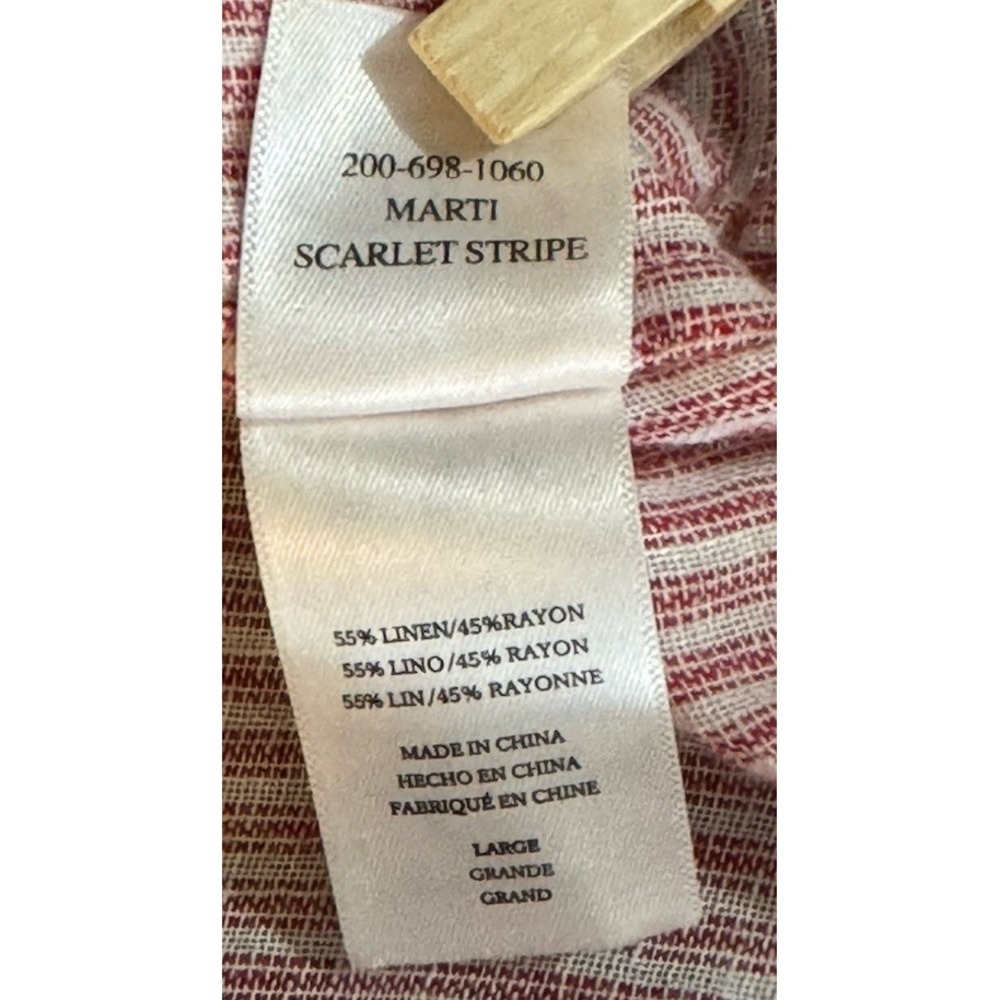 Rails Womens Marti Top L Red Stripe Long Sleeve Linen Blend Split Neck‎ Casual - Picture 6 of 8